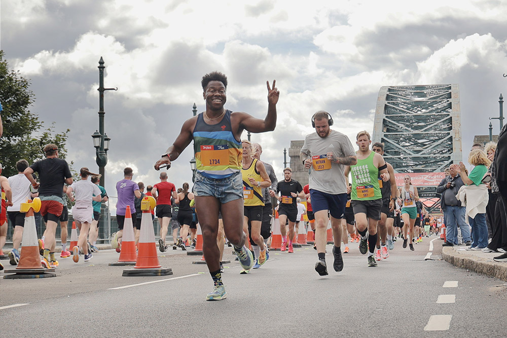Runners take part in the AJ Bell Great North 10k, with the route showcasing some of the most famous sights in Newcastle, and spectators cheering runners along to the Town Moor finish line.