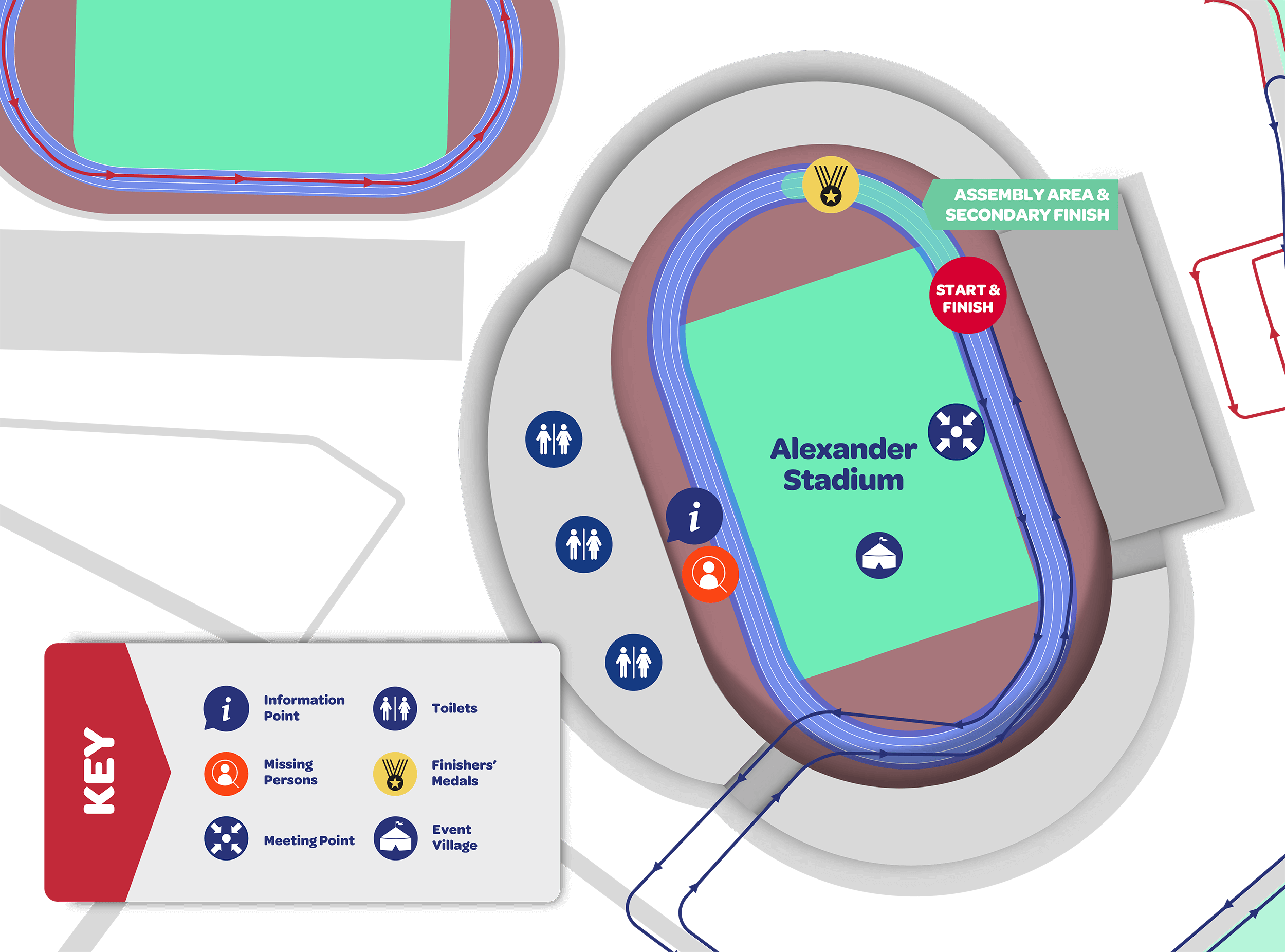 Map indicating the start and finish area and other facilities.